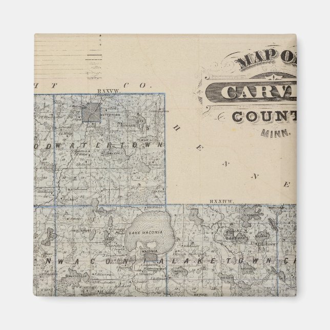 Imán Mapa del condado de Carver, Minnesota (Frente)