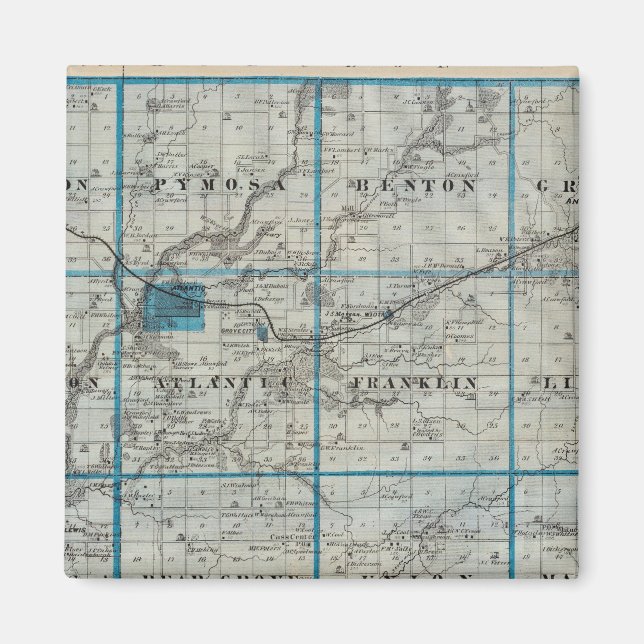 Imán Mapa del condado de Cass, estado de Iowa (Frente)