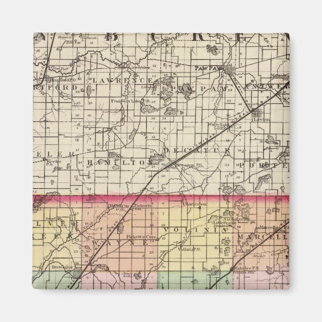 Imán Mapa del condado de Cass, Michigan (Frente)