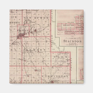 Imán Mapa del condado de Clay con Staunton, Harmony
