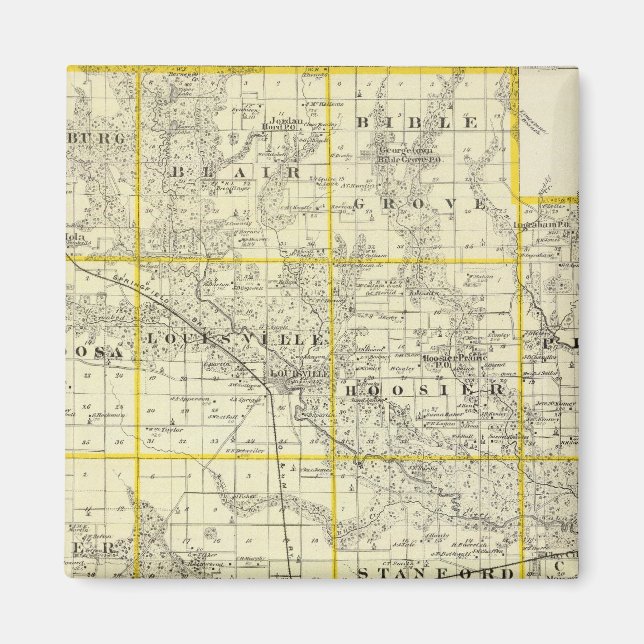 Imán Mapa del condado de Clay, Flora y Louisville (Frente)