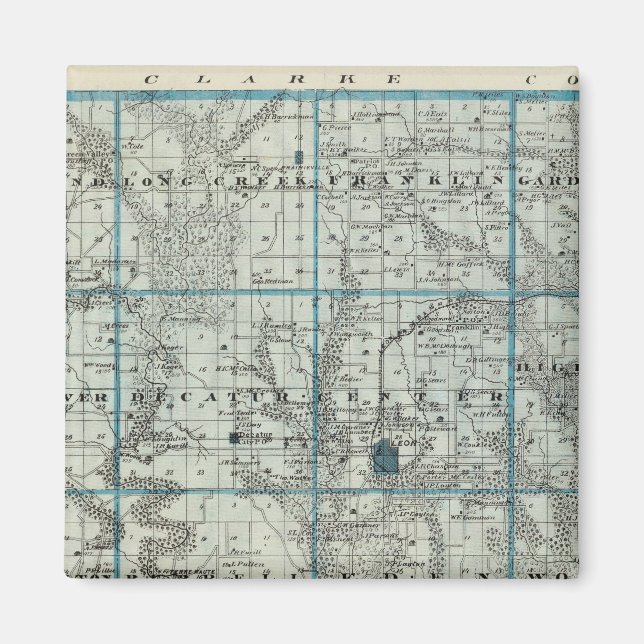 Imán Mapa del condado de Decatur, estado de Iowa (Frente)