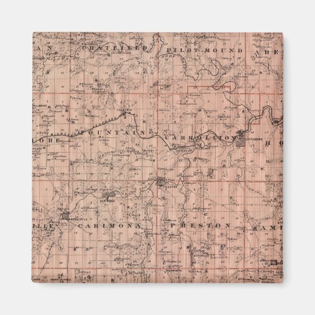 Imán Mapa del condado de Fillmore, Minnesota (Frente)