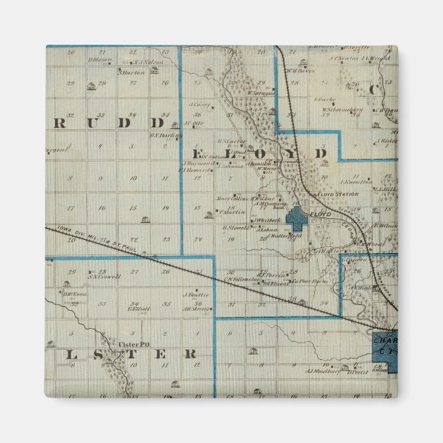 Imán Mapa del condado de Floyd, estado de Iowa (Frente)