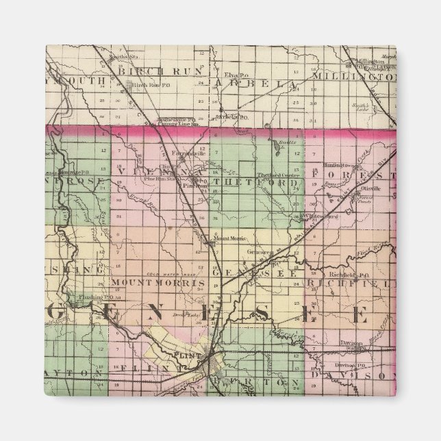 Imán Mapa del condado de Genesee, Michigan (Frente)