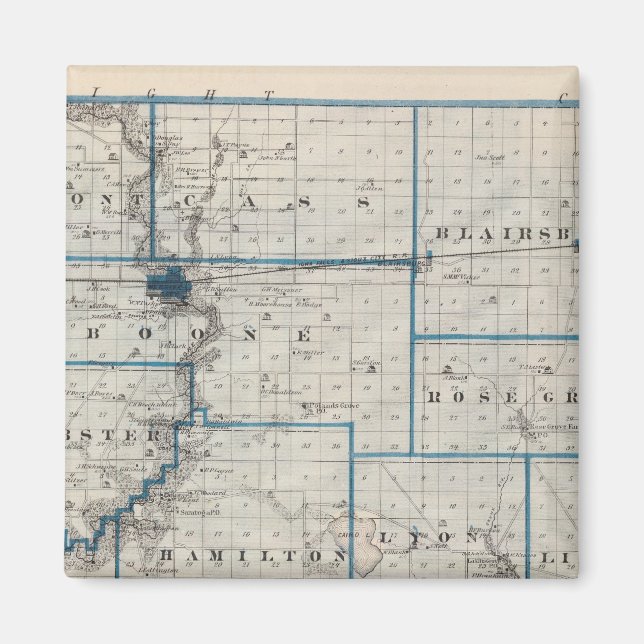 Imán Mapa del condado de Hamilton, estado de Iowa (Frente)