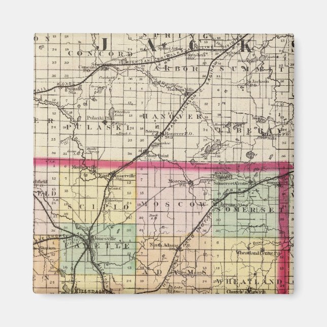 Imán Mapa del condado de Hillsdale, Michigan (Frente)
