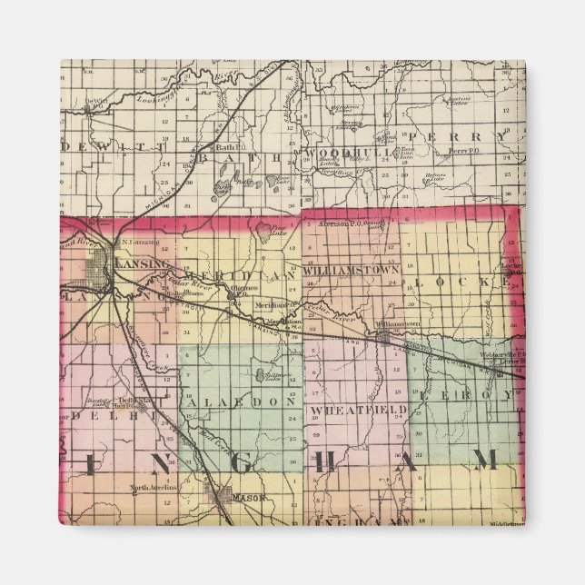 Imán Mapa del condado de Ingham, Michigan (Frente)