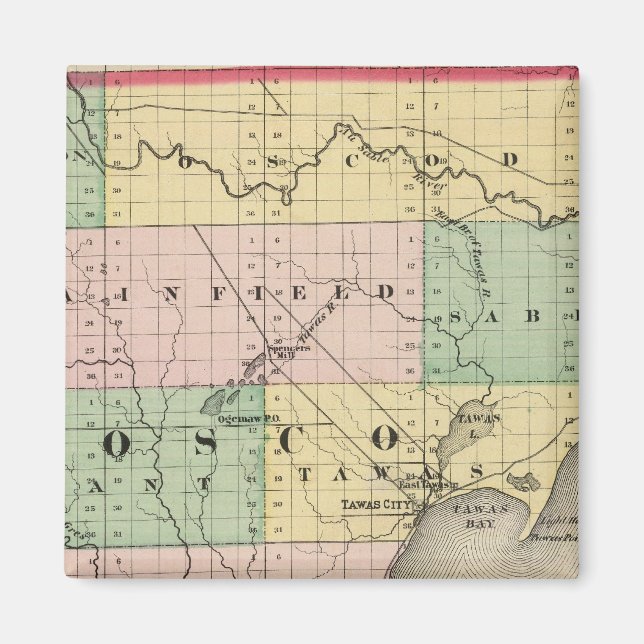 Imán Mapa del condado de Iosco, Michigan (Frente)