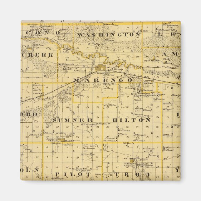 Imán Mapa del condado de Iowa, estado de Iowa (Frente)