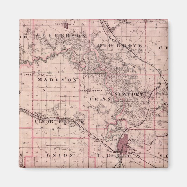 Imán Mapa del condado de Johnson, estado de Iowa (Frente)