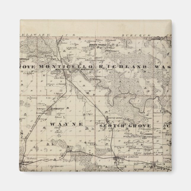 Imán Mapa del condado de Jones, estado de Iowa (Frente)