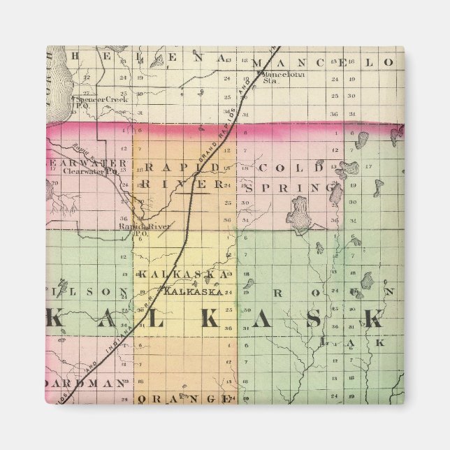 Imán Mapa del condado de Kalkaska, Michigan (Frente)