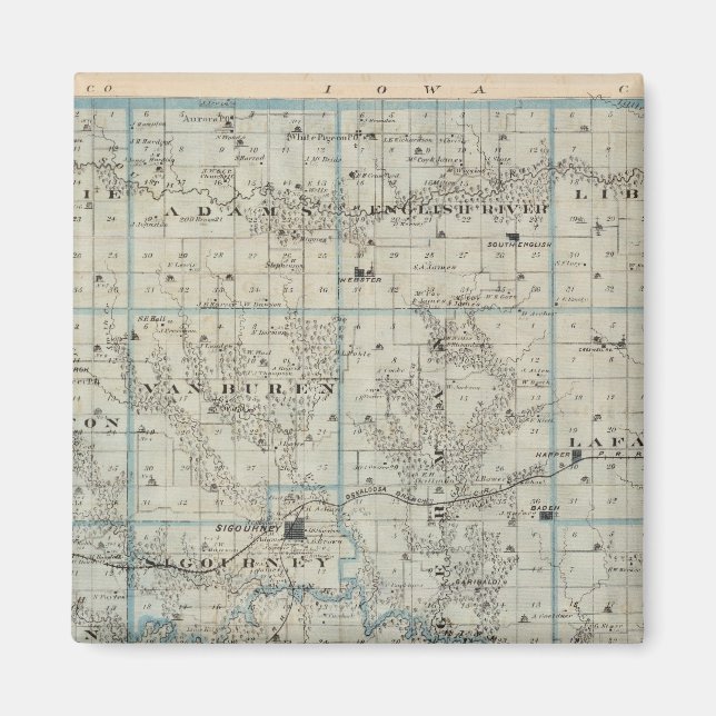 Imán Mapa del condado de Keokuk, estado de Iowa (Frente)