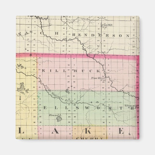 Imán Mapa del condado de Lake, Michigan (Frente)