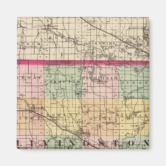 Imán Mapa del condado de Livingston, Michigan (Frente)