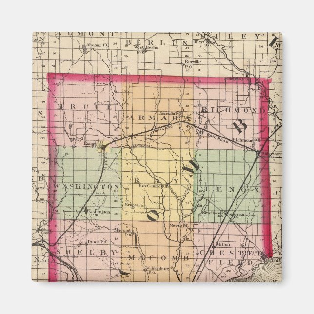Imán Mapa del condado de Macomb, Michigan (Frente)