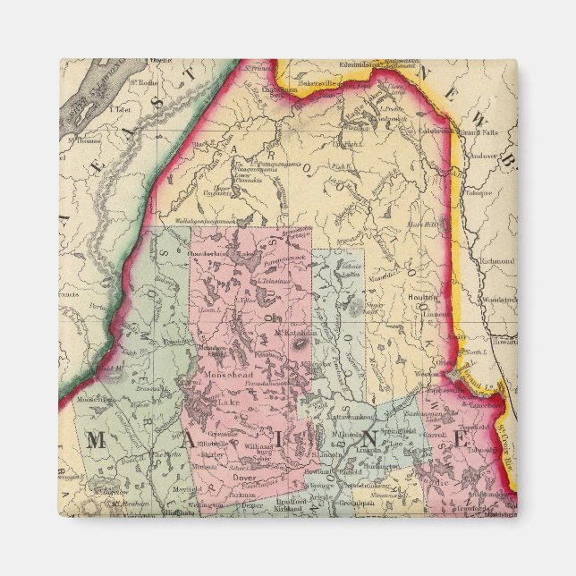 Imán Mapa Del Condado De Maine (Frente)
