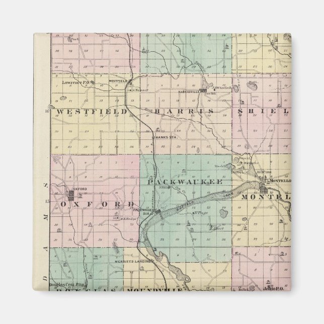 Imán Mapa del condado de Marquette y Westfield (Frente)