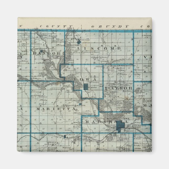 Imán Mapa del condado de Marshall, estado de Iowa (Frente)