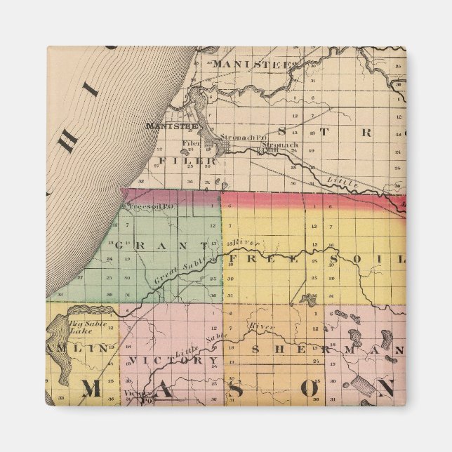 Imán Mapa del condado de Mason, Michigan (Frente)