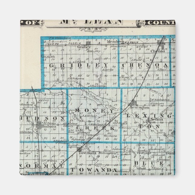 Imán Mapa del condado de McLean y Le Roy (Frente)