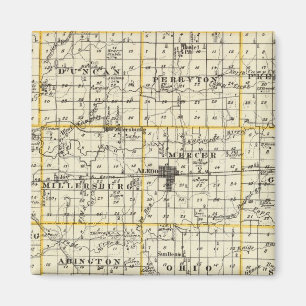 Imán Mapa del condado de Mercer, Isla Rock y Plano