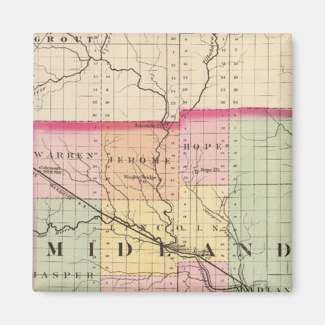 Imán Mapa del condado de Midland, Michigan (Frente)