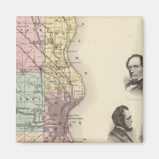 Imán Mapa del condado de Milwaukee, estado de Wisconsin