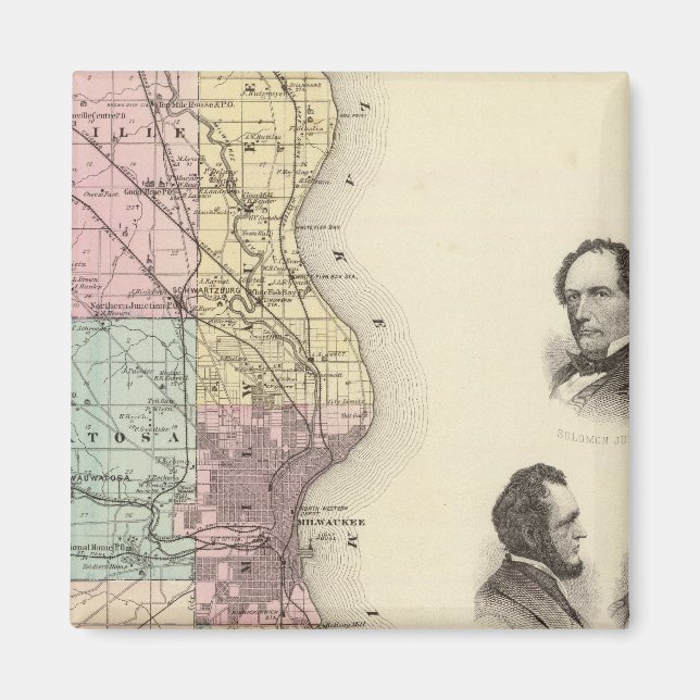Imán Mapa del condado de Milwaukee, estado de Wisconsin (Frente)