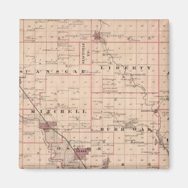 Imán Mapa del condado de Mitchell, estado de Iowa (Frente)