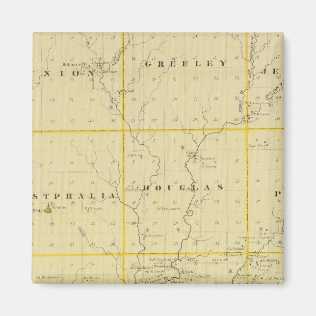 Imán Mapa del condado de Monona, estado de Iowa (Frente)