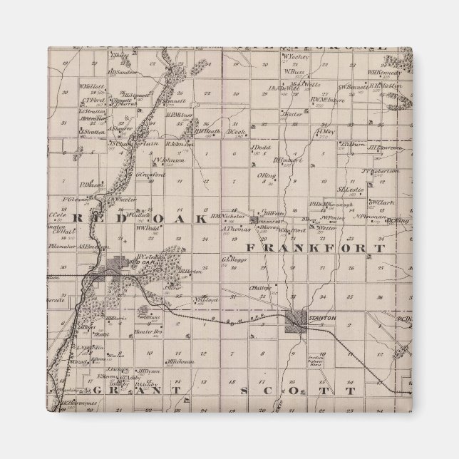Imán Mapa del condado de Montgomery, estado de Iowa (Frente)