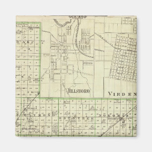 Imán Mapa del condado de Montgomery, Hillsboro y Virden
