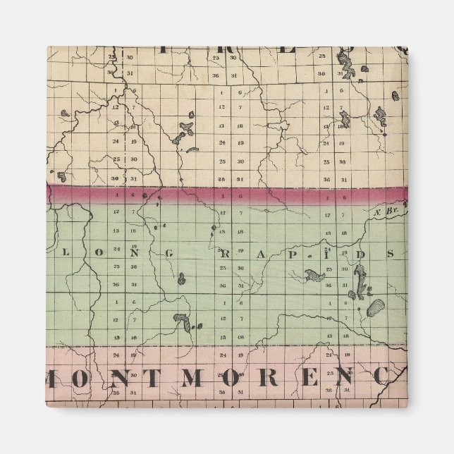 Imán Mapa del condado de Montmorency, Michigan (Frente)