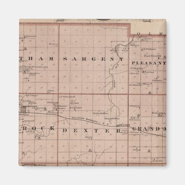 Imán Mapa del condado de Mower, Minnesota (Frente)