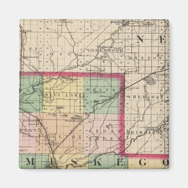 Imán Mapa del condado de Muskegon, Michigan (Frente)