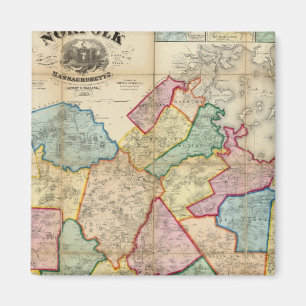 Imán Mapa del condado de Norfolk, Massachusetts