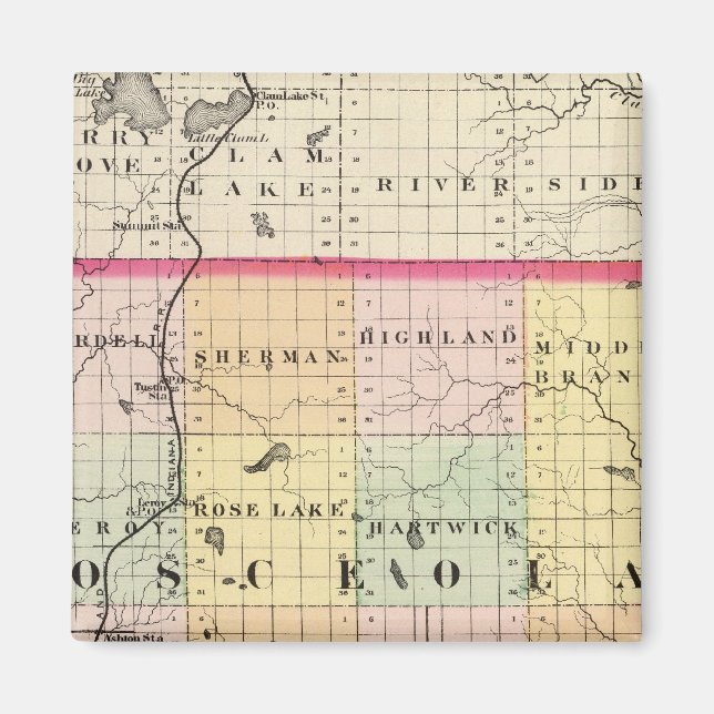 Imán Mapa del condado de Osceola, Michigan (Frente)