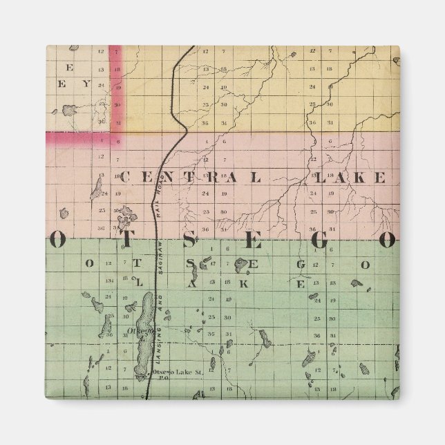 Imán Mapa del condado de Otsego, Michigan (Frente)