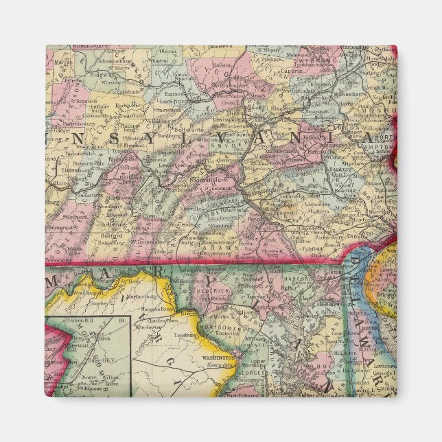 Imán Mapa Del Condado De Pennsylvania, Nueva Jersey (Frente)