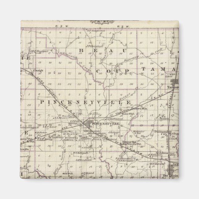 Imán Mapa del condado de Perry, Nashville y Carmi (Frente)