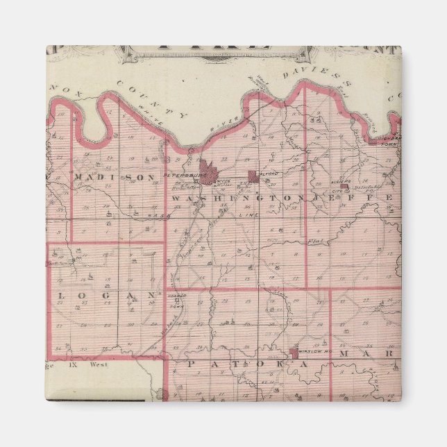 Imán Mapa del condado de Pike con el plan de Petersburg (Frente)