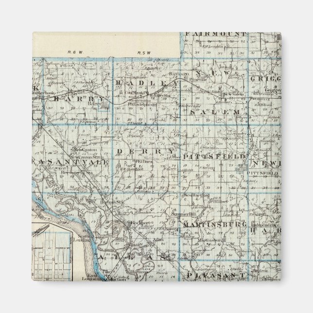 Imán Mapa del condado de Pike y Pittsfield (Frente)