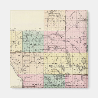Imán Mapa del condado de Polk, estado de Wisconsin