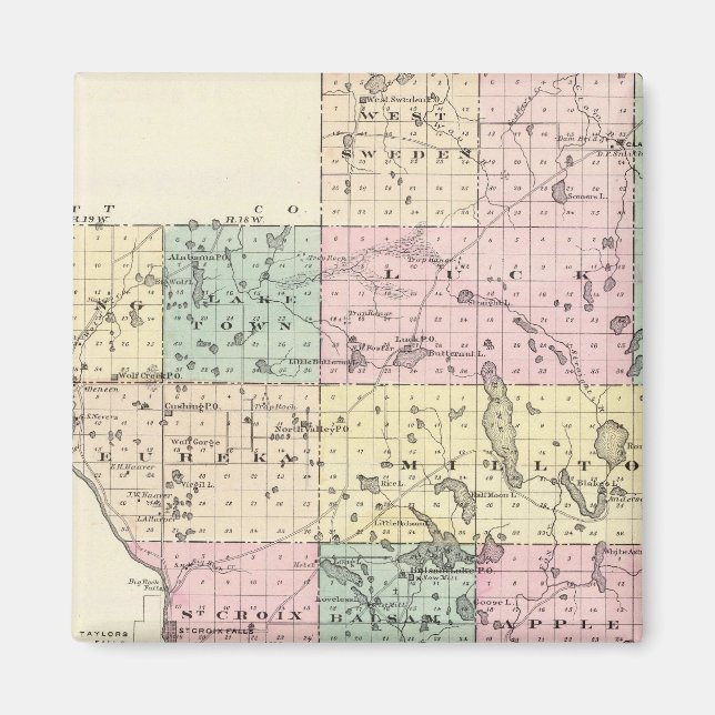 Imán Mapa del condado de Polk, estado de Wisconsin (Frente)