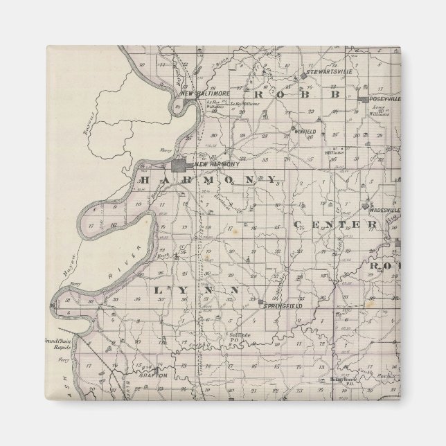 Imán Mapa del condado de Posey (Frente)