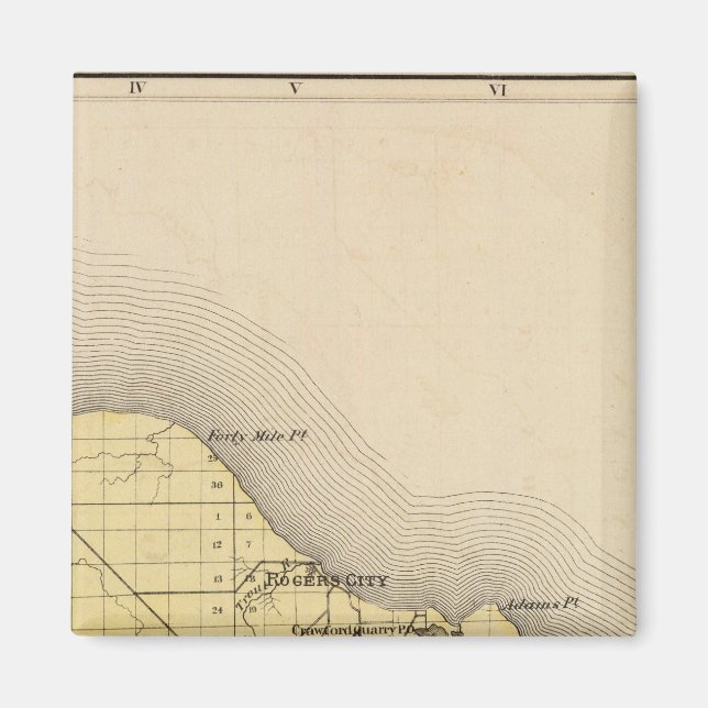 Imán Mapa del condado de Presque Isle, Michigan (Frente)