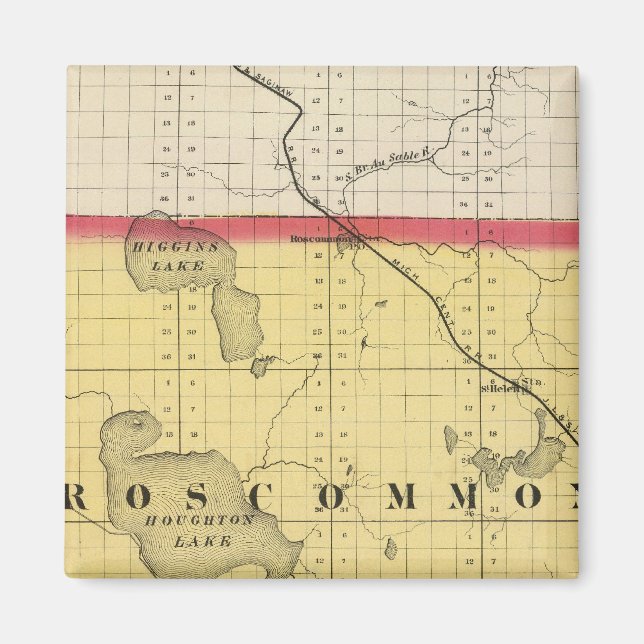 Imán Mapa del condado de Roscommon, Michigan (Frente)