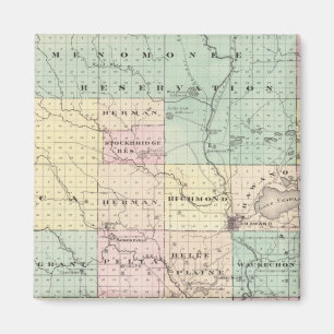 Imán Mapa del condado de Shawano, estado de Wisconsin